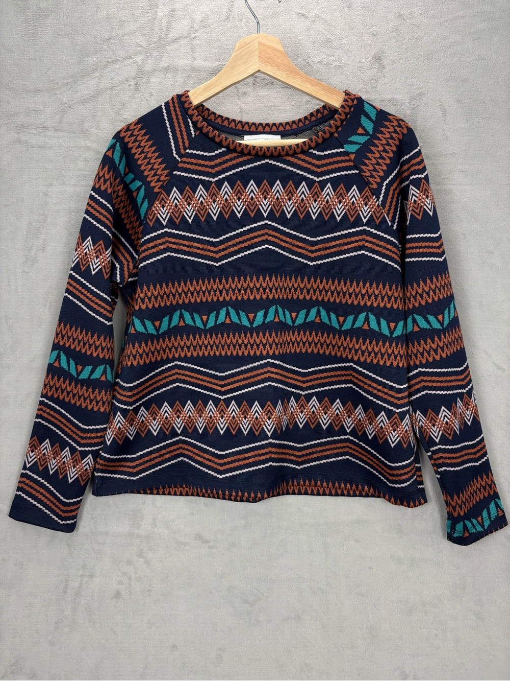 Zara Trafaluc Geometric Aztec Print Knit Sweater Top Medium